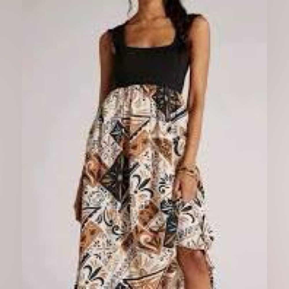 Anthropologie Sleeveless Printed Twofer Maxi Dress in size Small